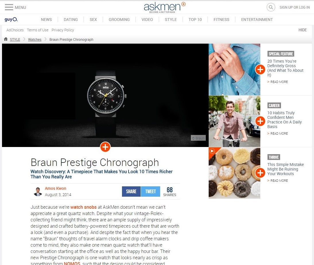 Braun Prestige Chronograph feature