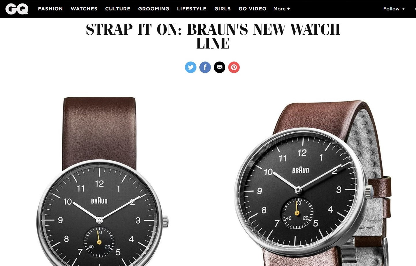 Braun New Watch Line on GQ