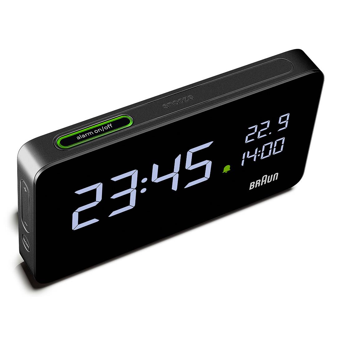 BC20 Braun digital rectangular alarm clock - black – Braun Clocks