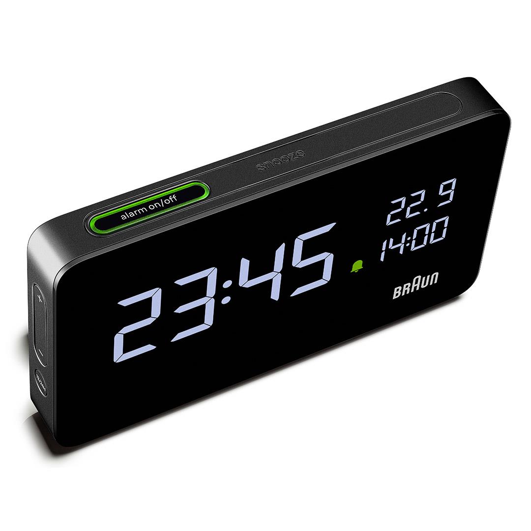 BC20 Braun Digital Rectangular Alarm Clock - Black – Braun Clocks