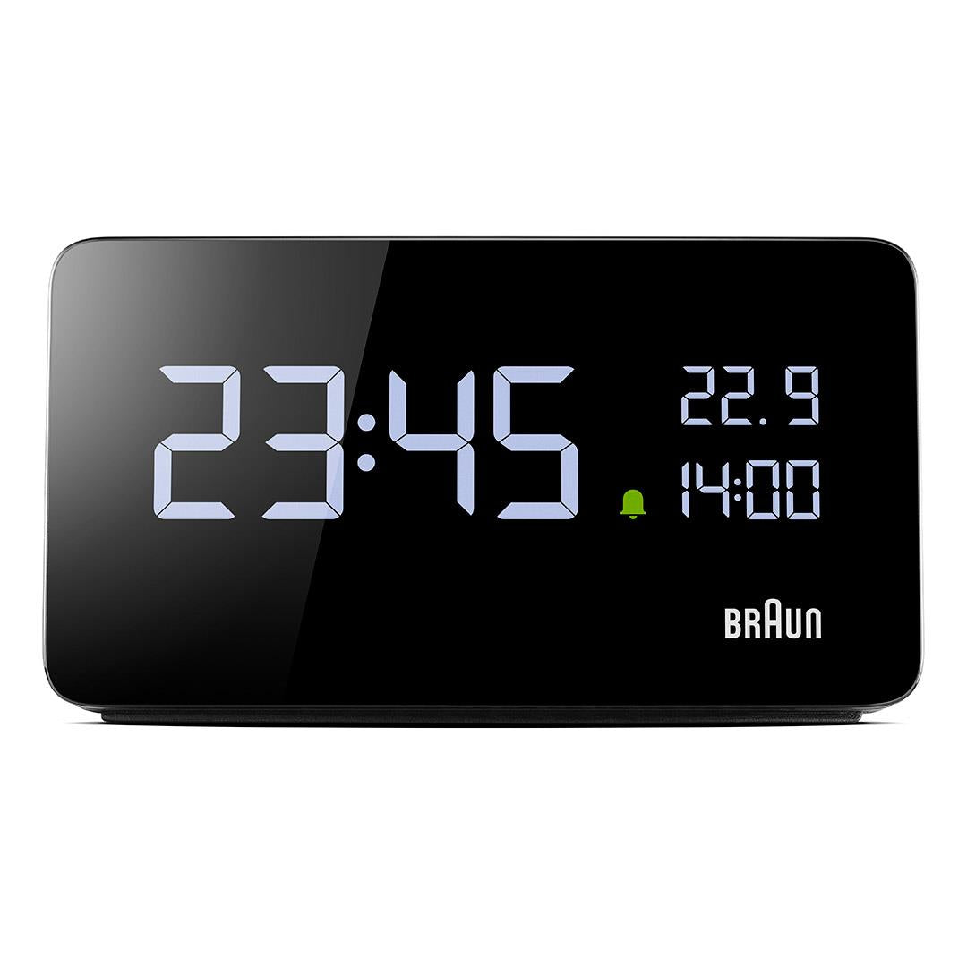 BC20 Braun digital rectangular alarm clock - black – Braun Clocks