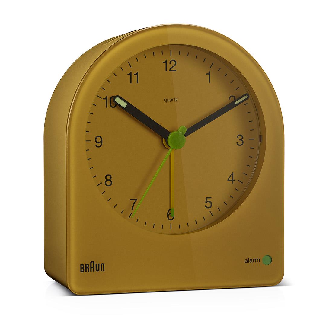 BC22Y Braun classic analogue alarm clock - yellow – Braun Clocks & Watches