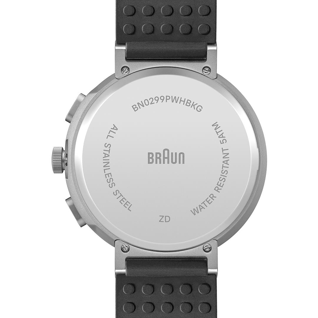 BN0299 Braun step counter watch - white dial and black silicone
