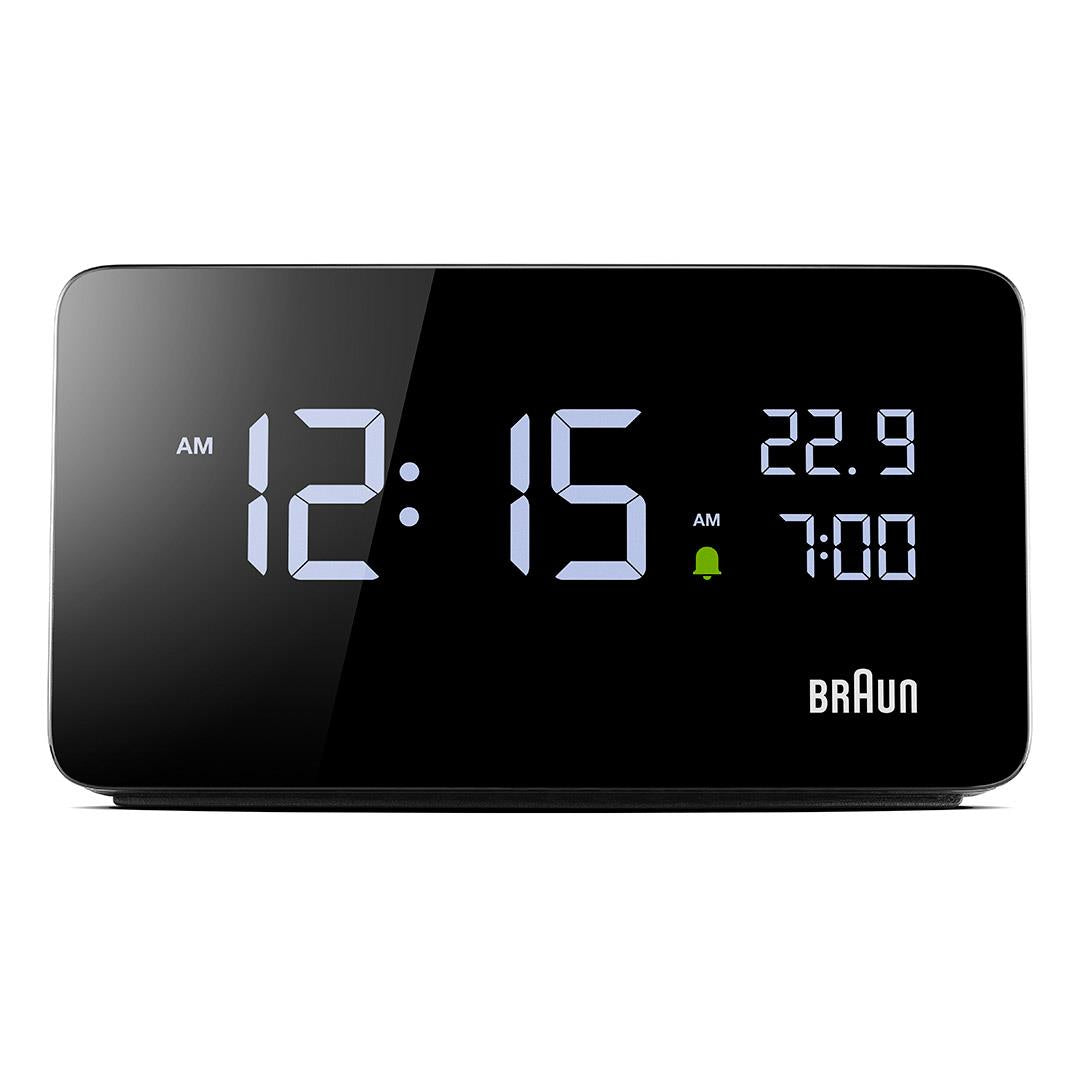 BC20 Braun digital rectangular alarm clock - black – Braun Clocks & Watches