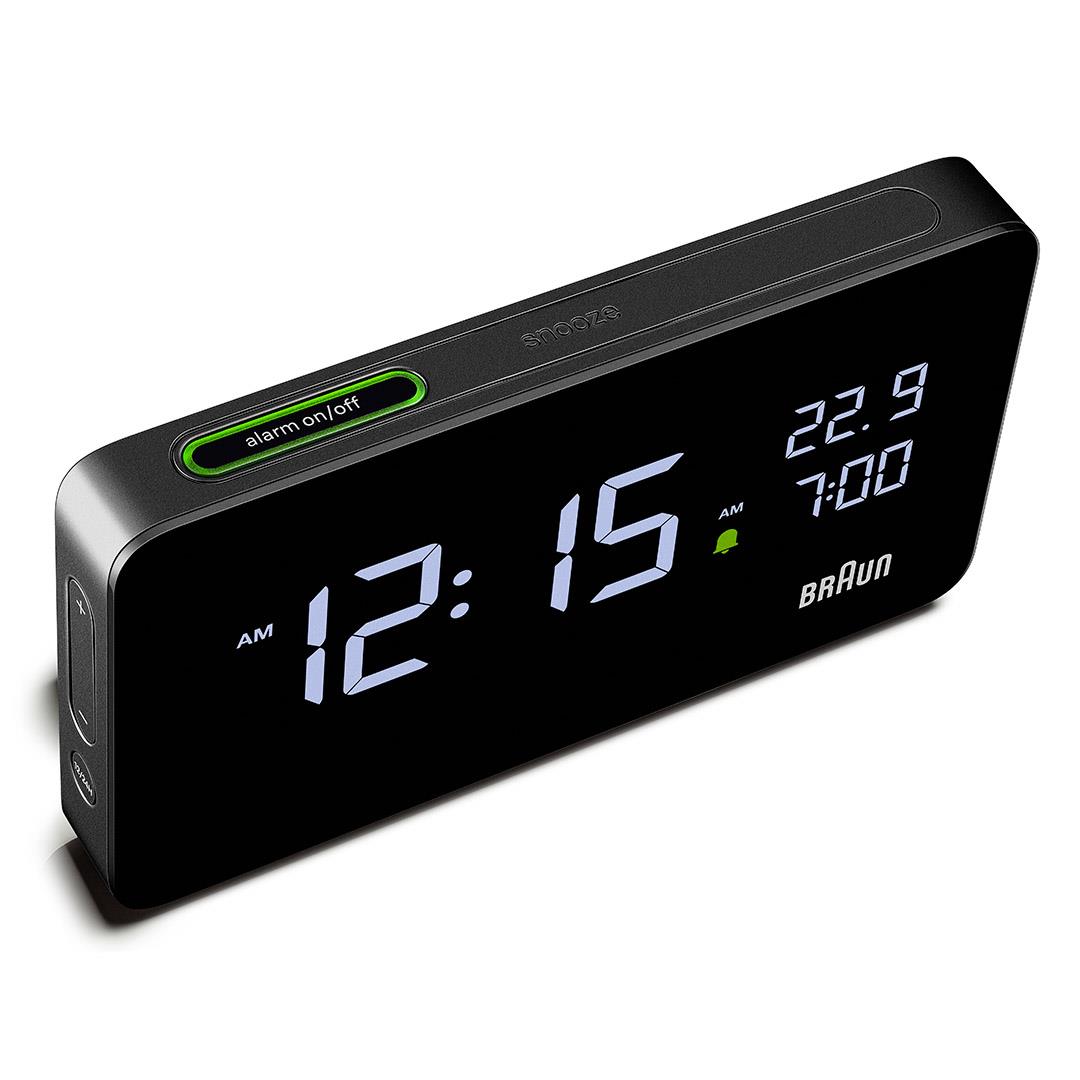 BC20 Braun digital rectangular alarm clock - black – Braun Clocks & Watches