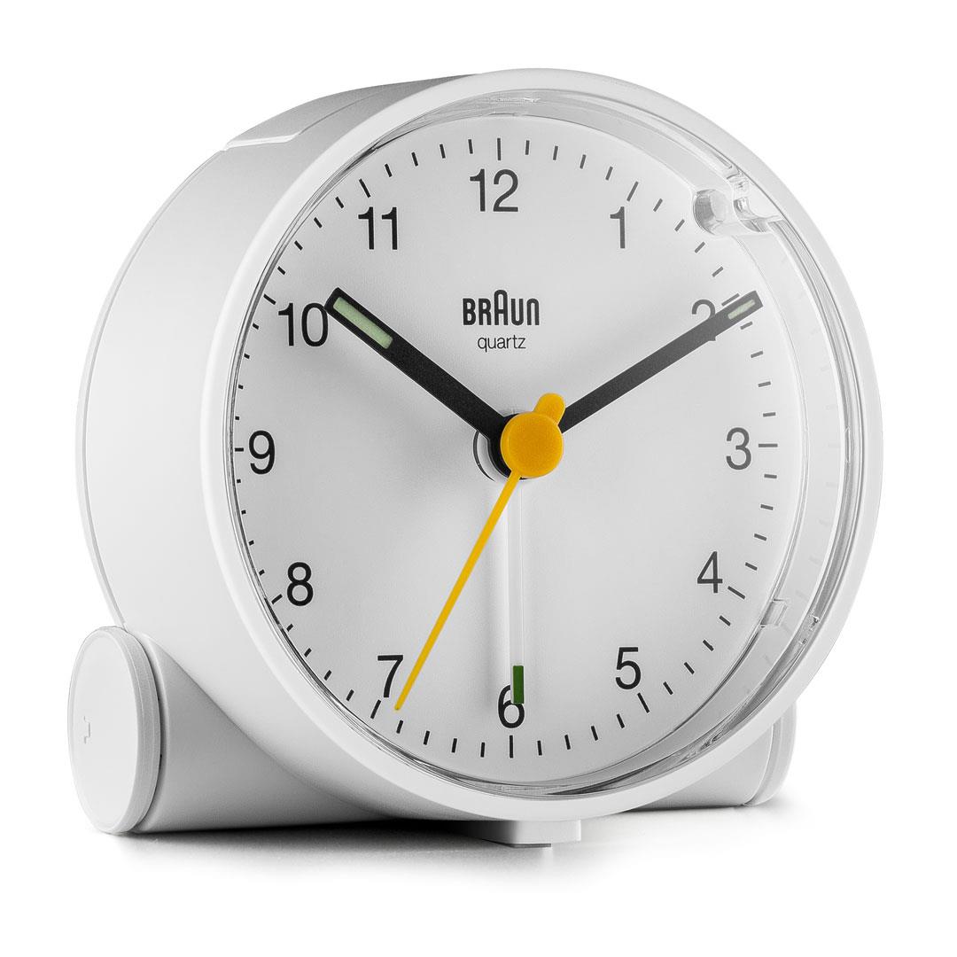 Braun Classic Analogue Alarm Clock with Snooze and Light, Quiet Quartz Movement, Crescendo Beep Alarm in Black, model BC01B Braun Classic Analogue Alarm Clock with Snooze and Light, Quiet Quartz Movement, Crescendo Beep Alarm in Black, model BC01B
