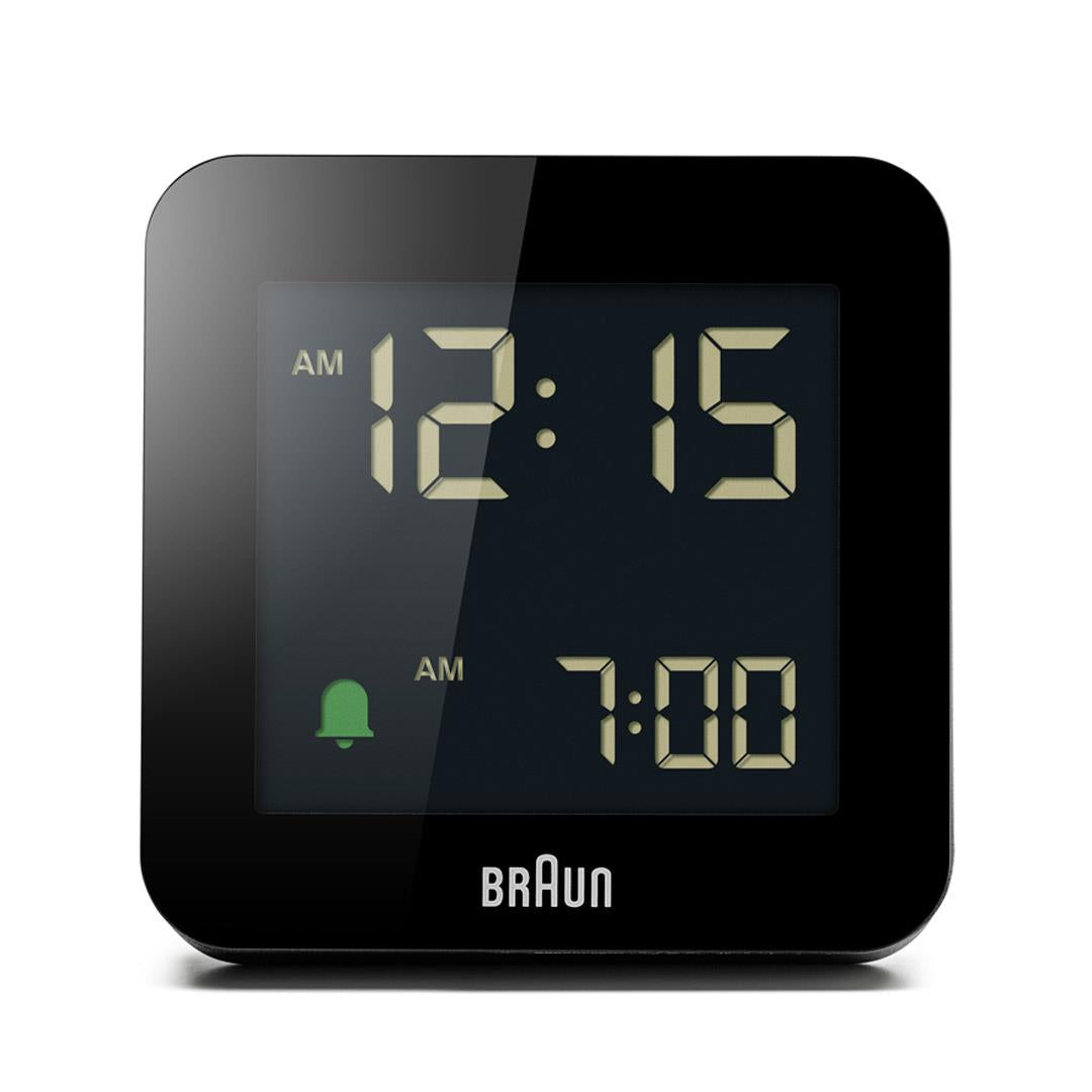 Braun Digital Alarm Clock with Snooze, Negative LCD Display, Quick Set, Crescendo Beep Alarm in Grey, model BC09G Braun Digital Alarm Clock with Snooze, Negative LCD Display, Quick Set, Crescendo Beep Alarm in Grey, model BC09G