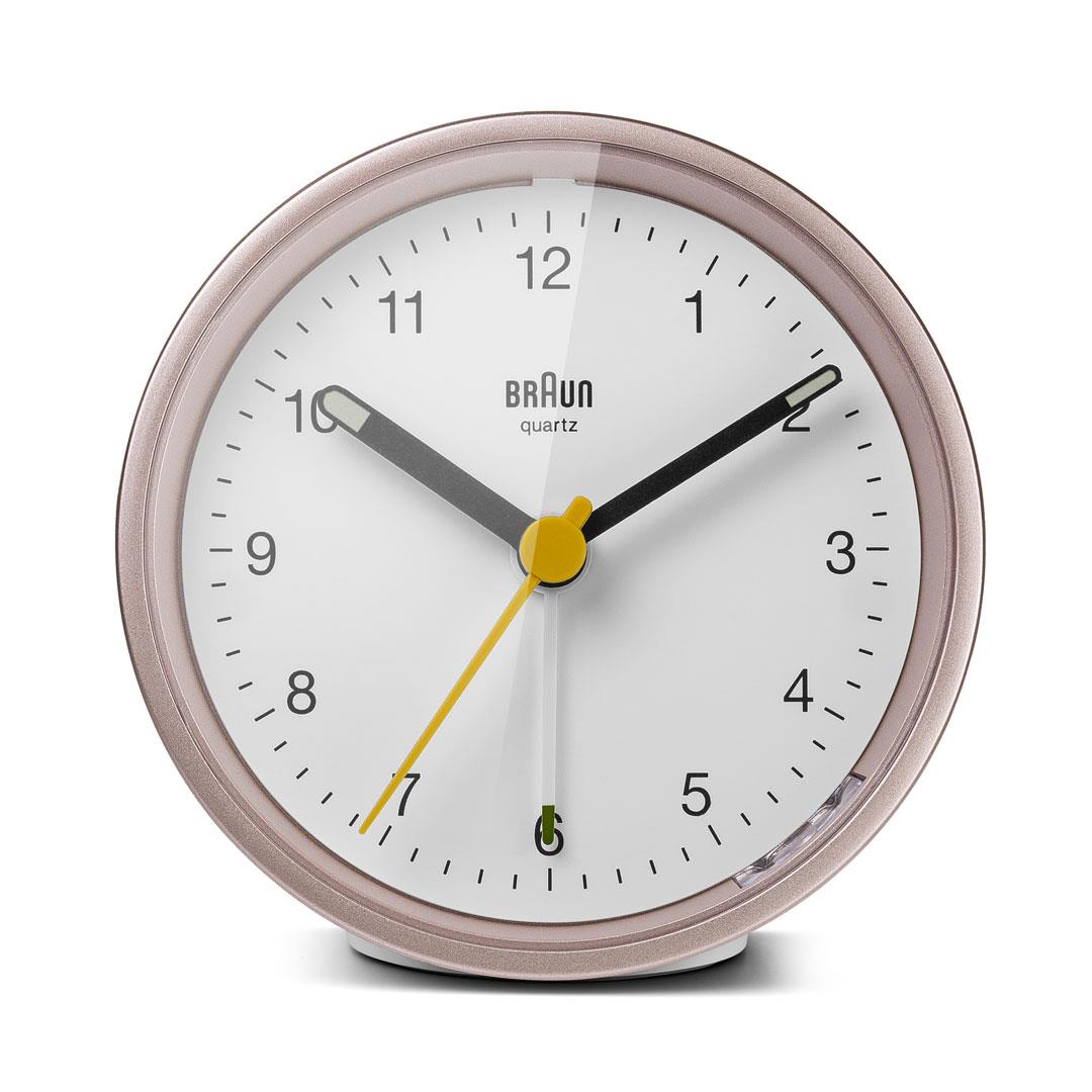 BC12 Braun classic analogue alarm clock - rose & white – Braun Clocks ...