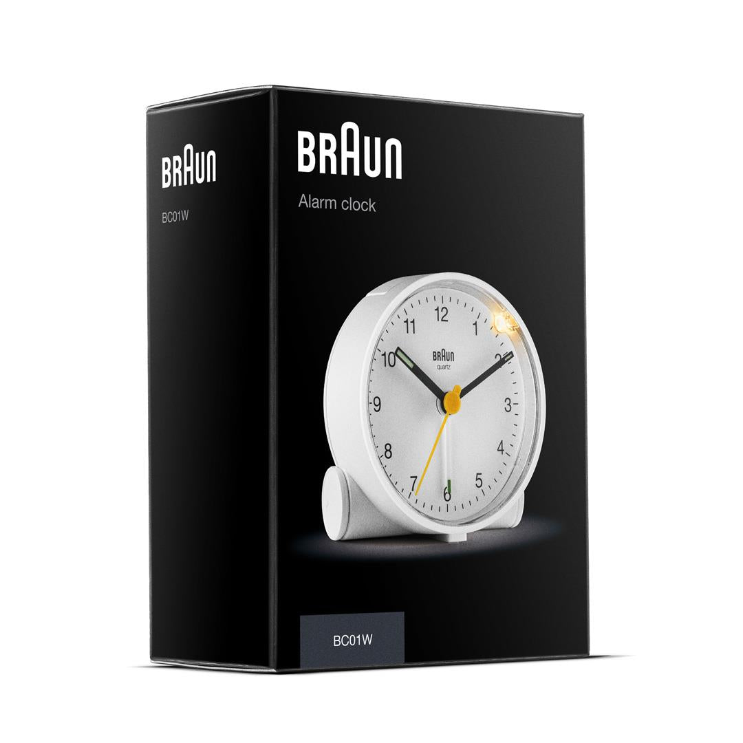 BC01 Braun classic analogue alarm clock - white – Braun Clocks