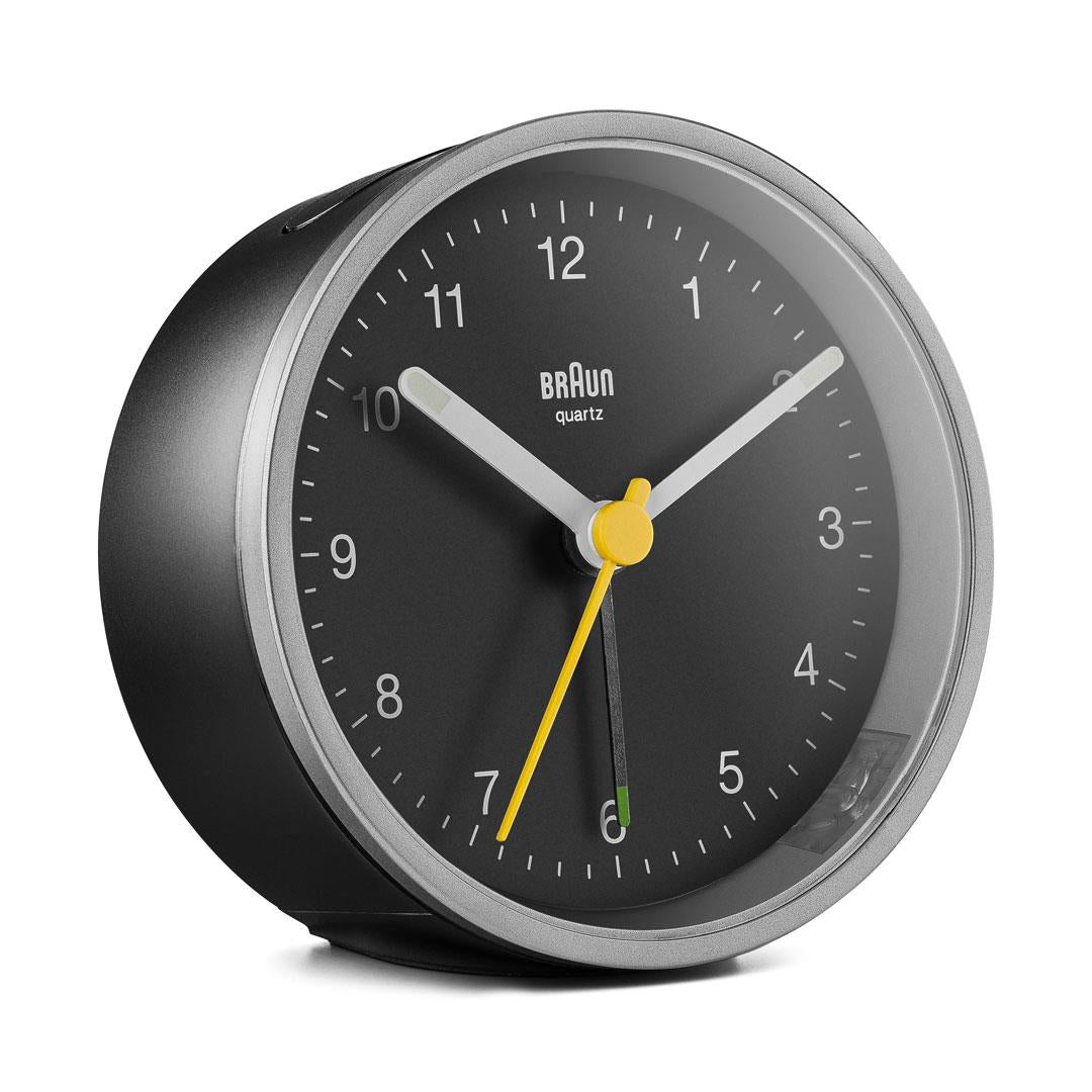 BC12 Braun classic analogue alarm clock - silver & black – Braun Clocks ...