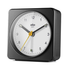  Braun Classic Analogue Clock with Snooze and Light, Quiet  Quartz Sweeping Movement, Crescendo Beep Alarm in Black, Model BC03B : Home  & Kitchen