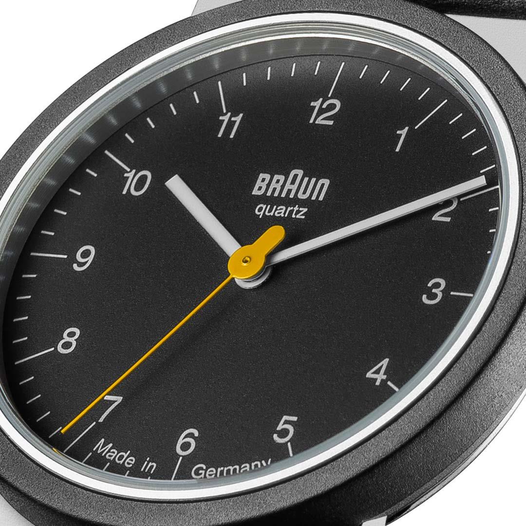 AW10 Braun classic watch - black dial and black leather strap
