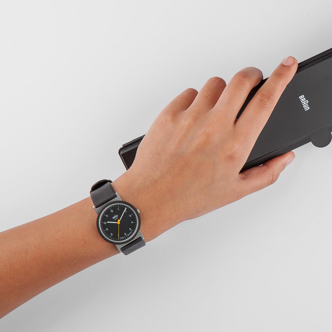 AW10 Braun classic watch - black dial and black leather strap – Braun ...